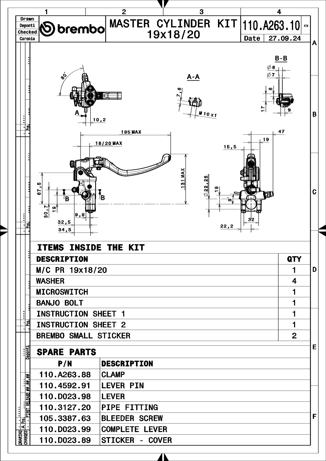 Brembo RCS19 bromsmastercylinder