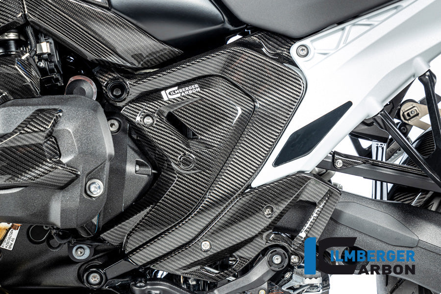 Driehoekige Frame cover links glanzend carbon BMW R1300GS Adventure Trophy 2024+