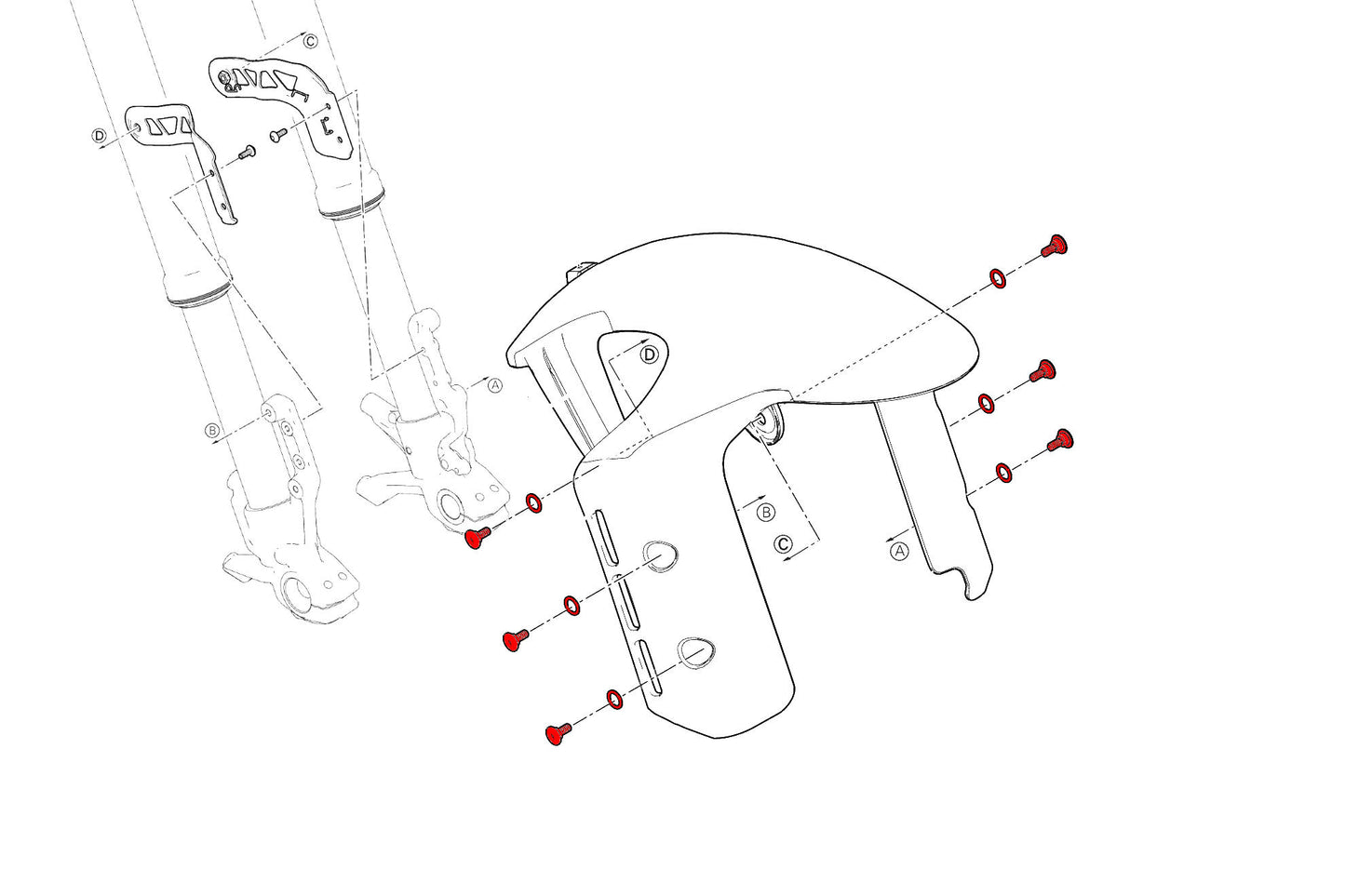 CNC Racing KV471 boutenset Ducati DesertX technische tekening