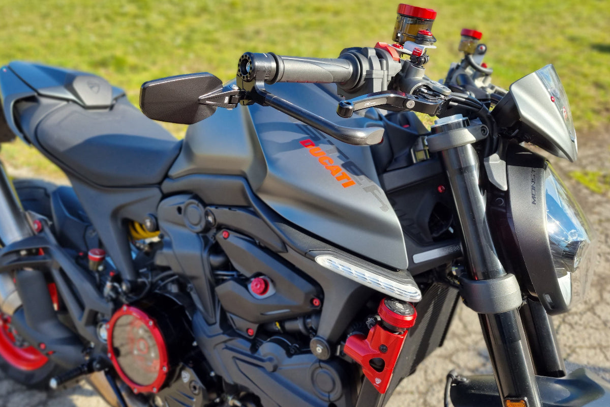 Voordeelpakket remhendel koppelingshendel beschermers met bar-end spiegels Yamaha MT-01 (2004-2009) inhoud van set