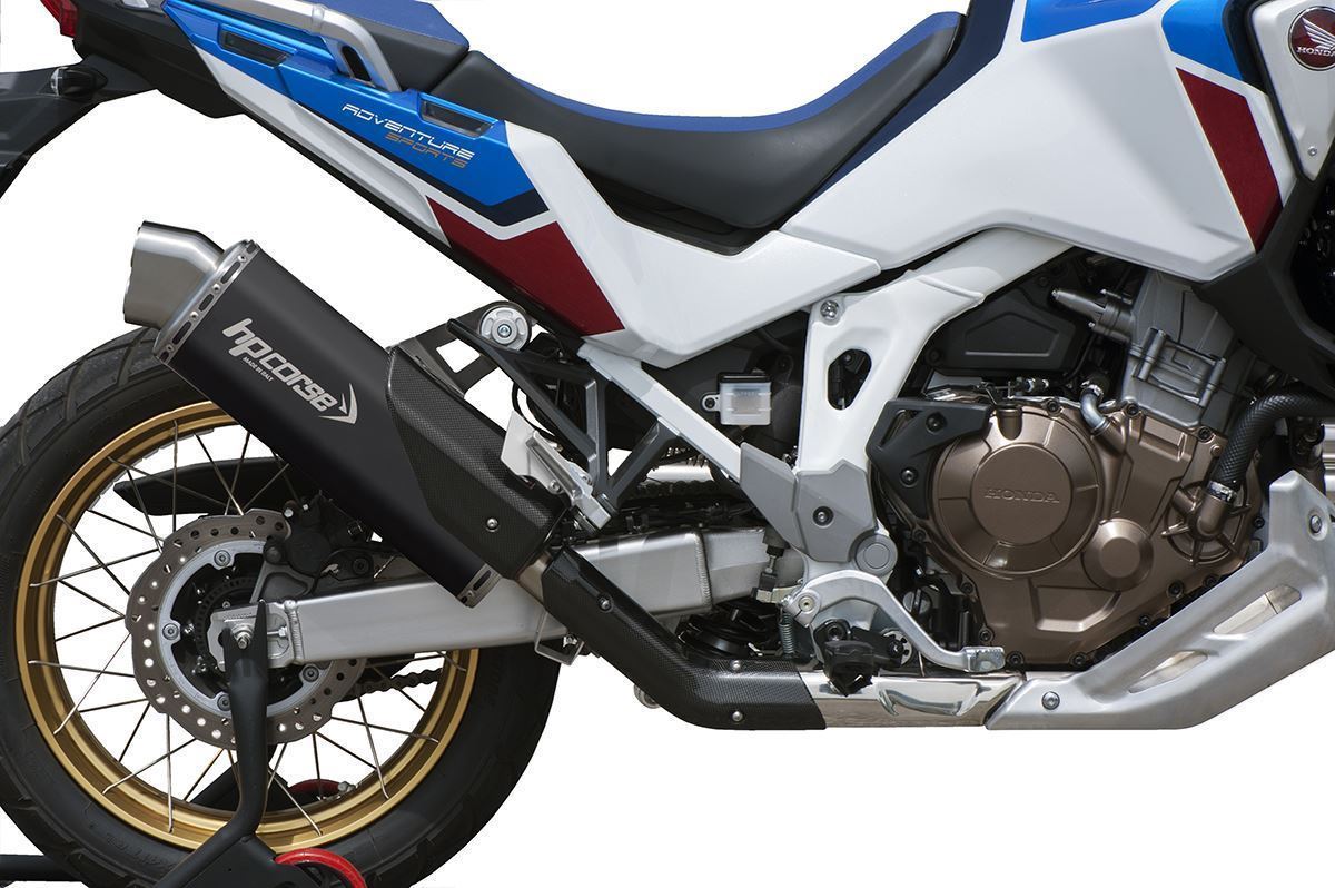 Outletdeal: HP CORSE 4-Track R – Zwart RVS Uitlaatdemper voor Honda CRF1100L Africa Twin (2020-2024)