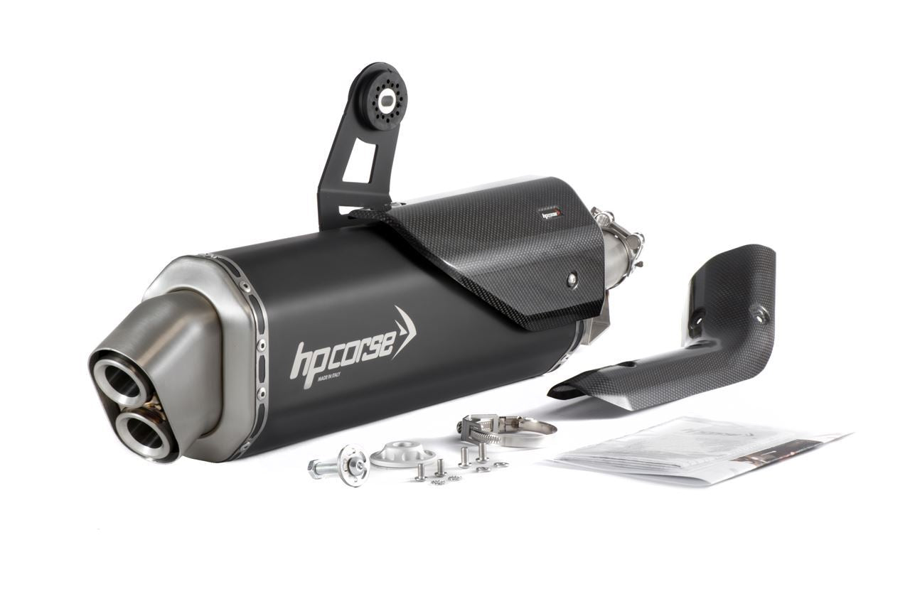 Outletdeal: HP CORSE 4-Track R – Zwart RVS Uitlaatdemper voor Honda CRF1100L Africa Twin (2020-2024)