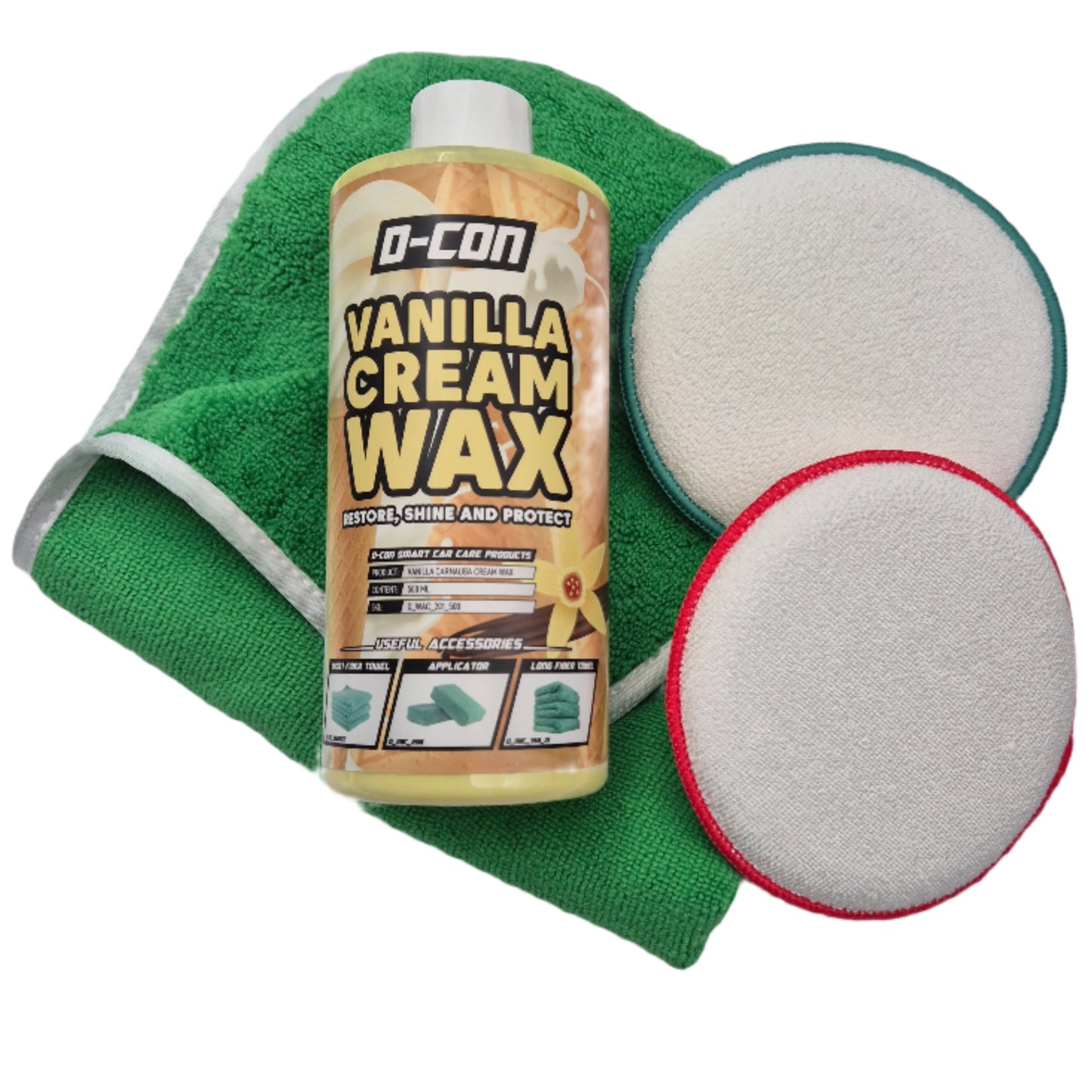 Value Pack Vanilla Cream Carnauba Wax - Peluche Verde - Disco Duo