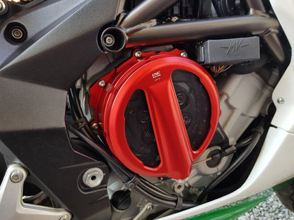 Open koppelingsdeksel met lexaan venster MV Agusta Dragster 800 RR E4 (2018-2020) rood met zwarte drukplaat en zwarte veerschotels