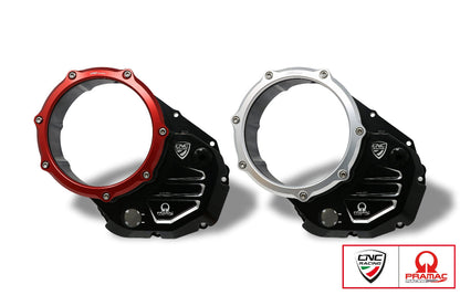 Koppelingsdeksel met open venster Pramac Racing Edition Ducati Hypermotard 821 (2013-2015) zwart-rood en zwart-zilver