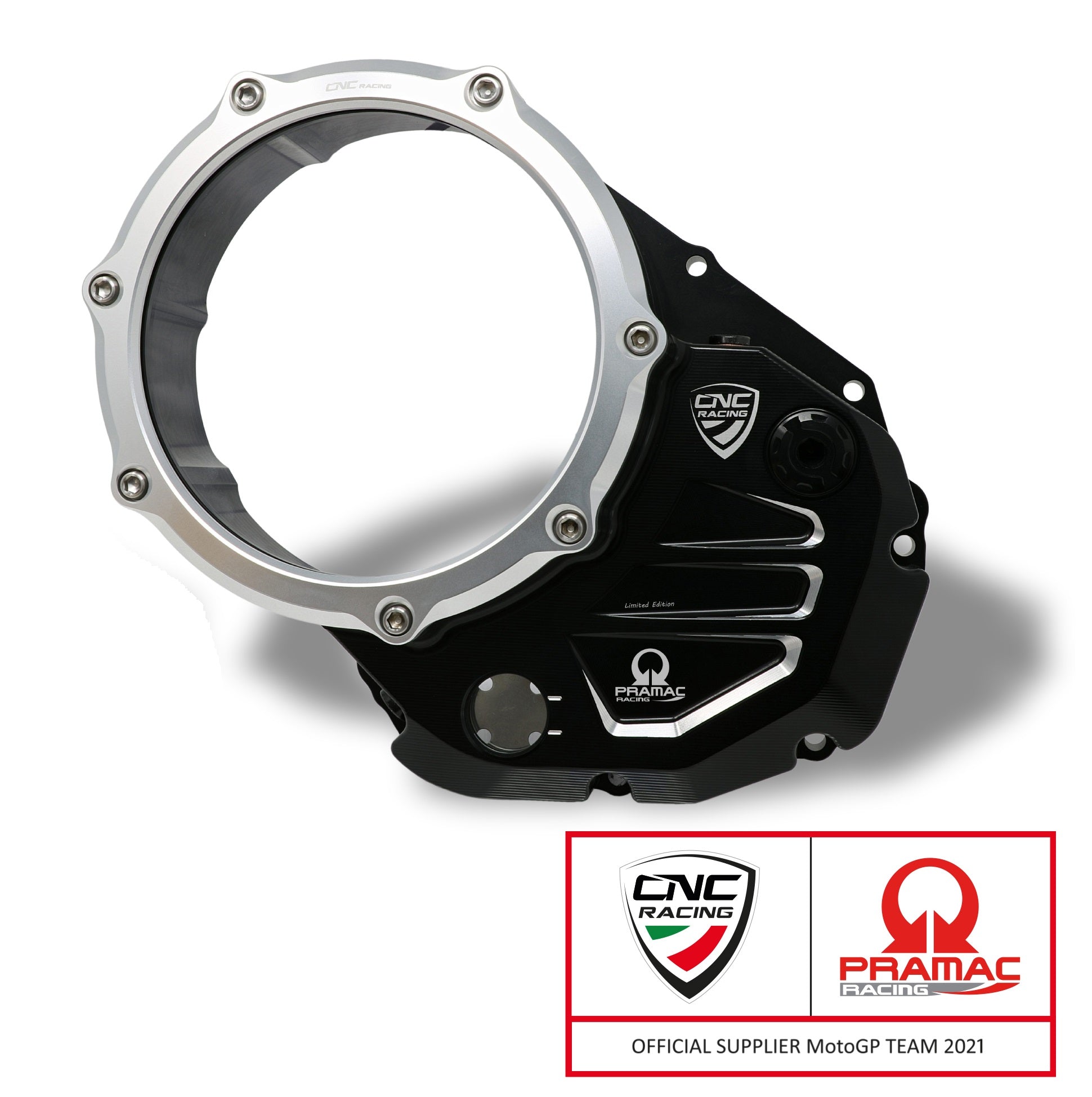 Koppelingsdeksel met open venster Pramac Racing Edition Ducati Monster 821 (2018-2020) zwart-zilver