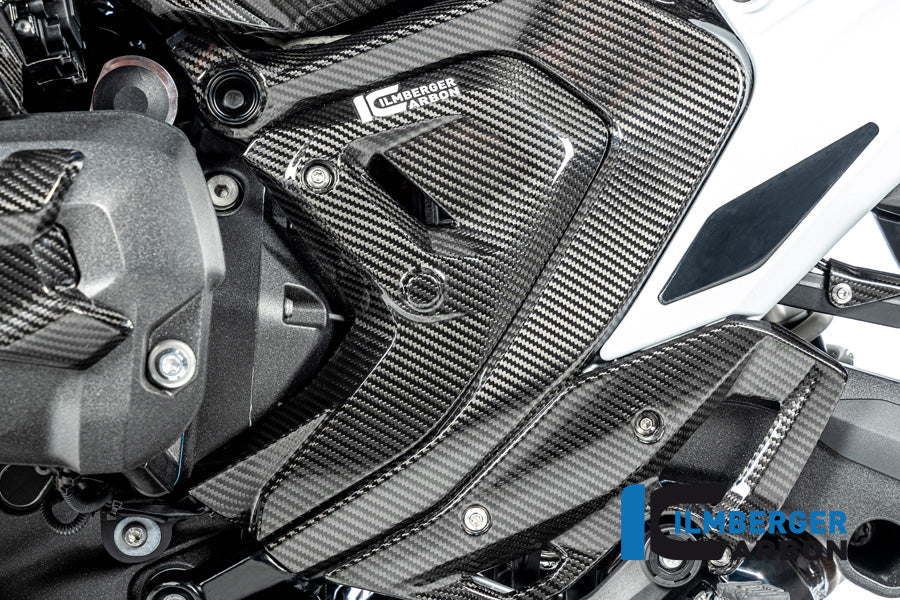 Driehoekige Frame cover links glanzend carbon BMW R1300GS Adventure Option 719 Karakorum 2024+