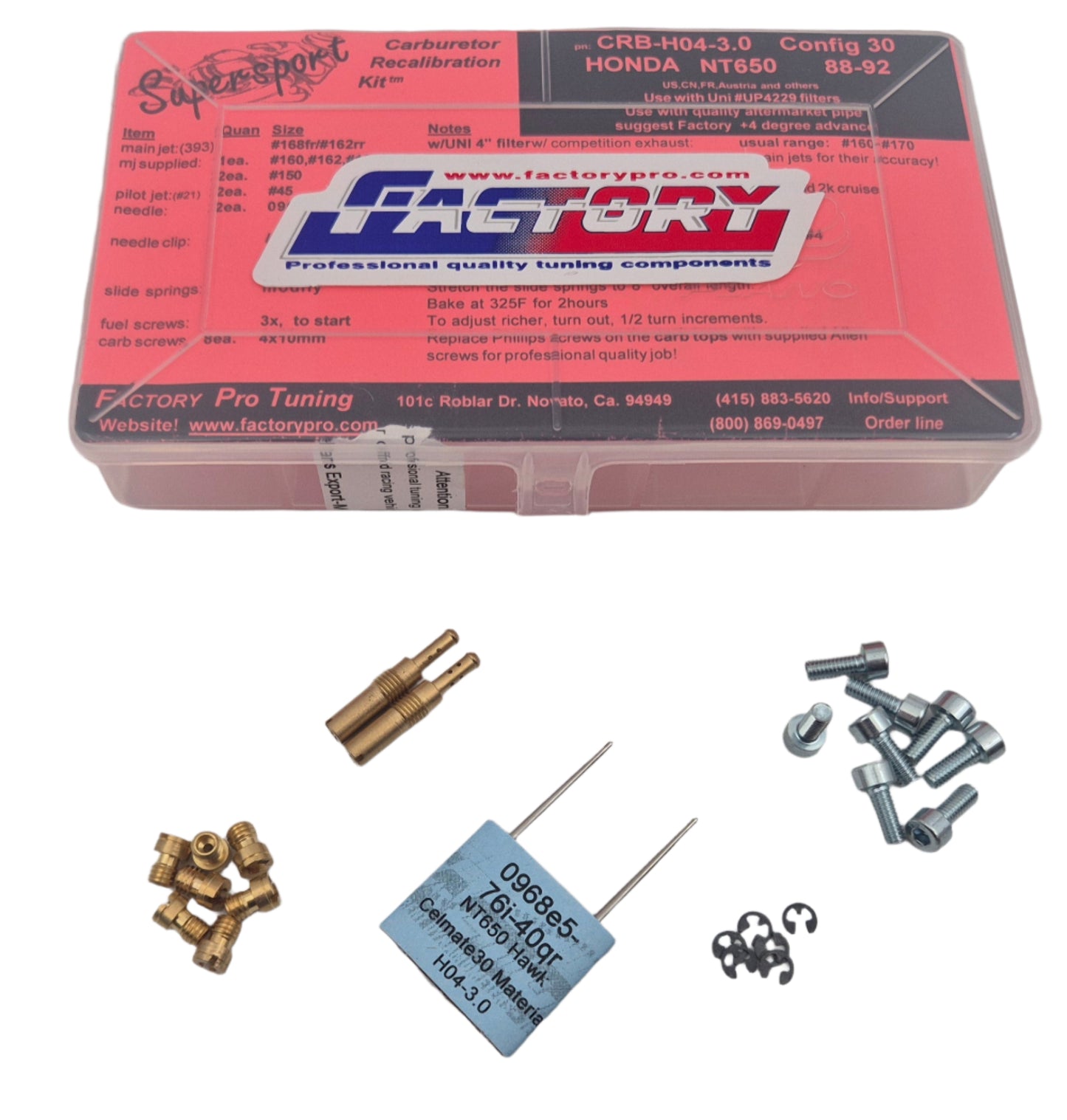 Factory Pro Carburetor Tuning Kit Stage 3-Honda NTV650 (Revere) (1988-1997)