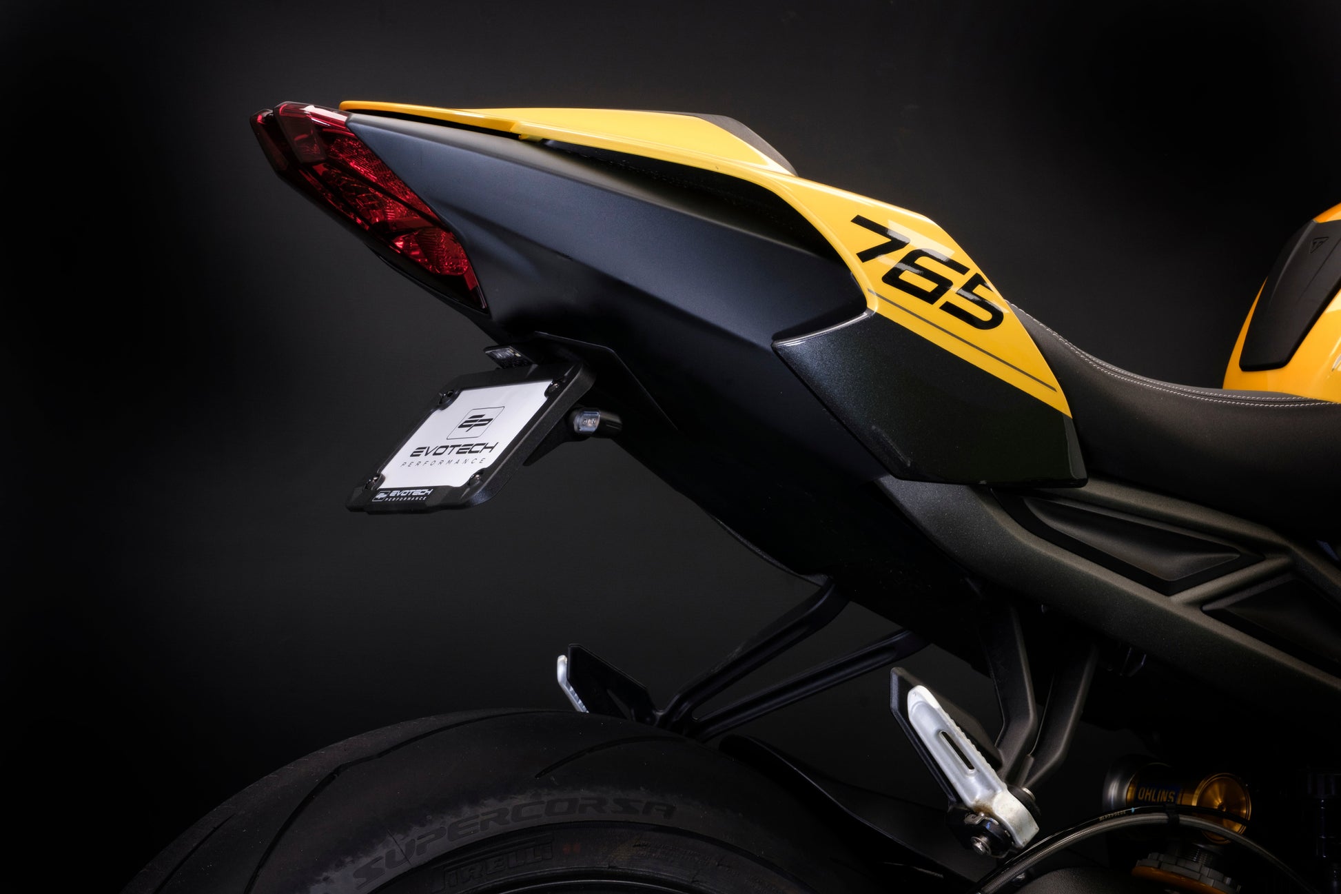Verstelbare kentekenplaathouder incl. V1 knipperlichten Evotech - Triumph Daytona 675R (2013 - 2017)