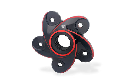 Achtertandwieldrager Black Edition (rood of goud accent) - Ducati Multistrada 1100 (2007-2009) zwart-rood vooraanzicht