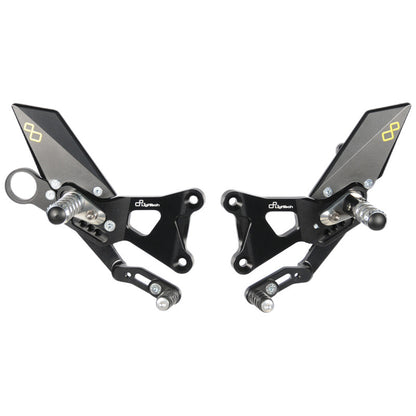 Adjustable brake switch set with fixed footrests and standard switch pattern BMW S1000RR HP4 2009-2014