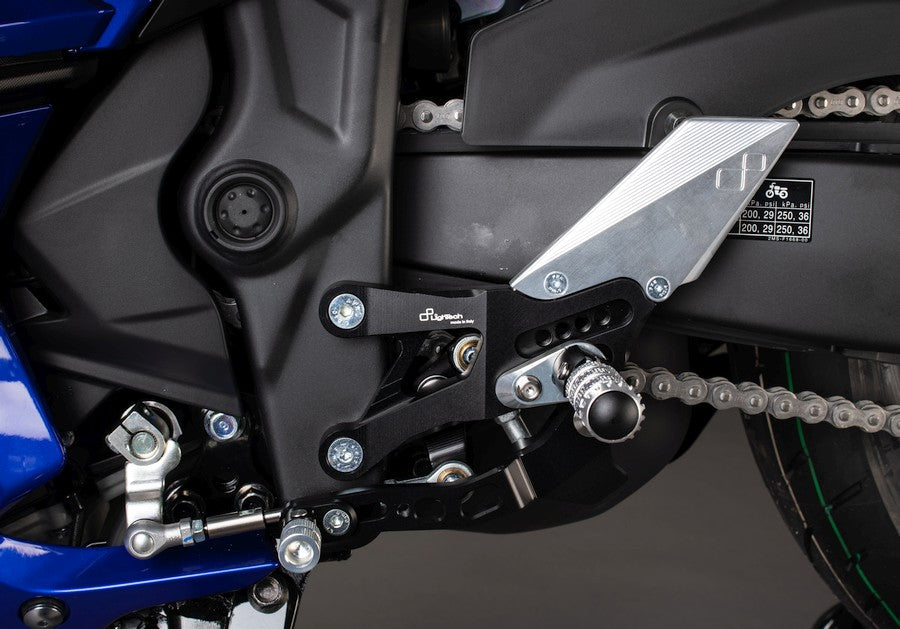 Adjustable brake switch set with folding footrests and standard switch pattern Yamaha R3 2015+