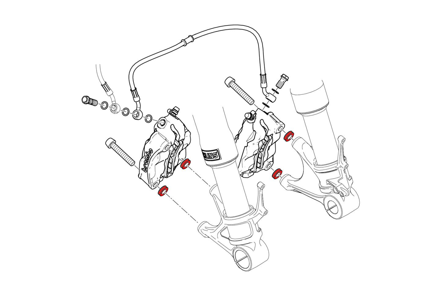 Remklauw Spacer Kit (4 st.) Ducati Multistrada V4 Pikes Peak (2025+)