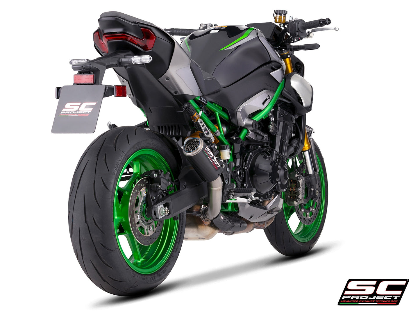 CR-T carbon uitlaatdemper (EURO5+) met carbon heelguard en carbon hitteschild Kawasaki Z900 (2025+)