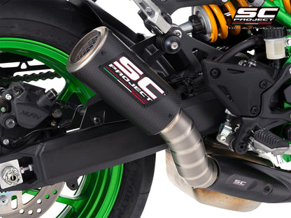 CR-T M2 Ti-Carbon carbon-titanium uitlaatdemper (EURO5+) met carbon hitteschild Kawasaki Z900 (2025+)