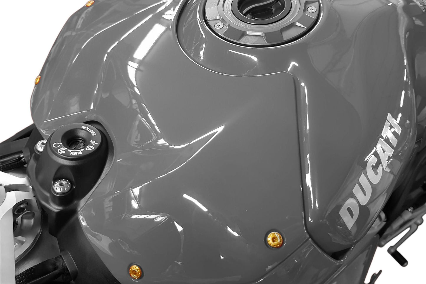 Tankcover boutenset Ducati Panigale V4S (2022-2024) gemonteerd in goud