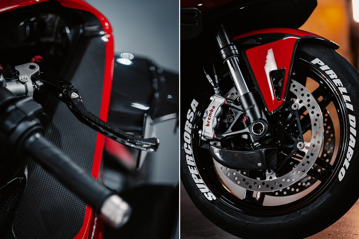 GP Remklauw koeling luchtgeleider set carbon Ducati Multistrada 1260 DAir (2018-2020) glanzend carbon gemonteerd op Ducati Panigale ter voorbeeld
