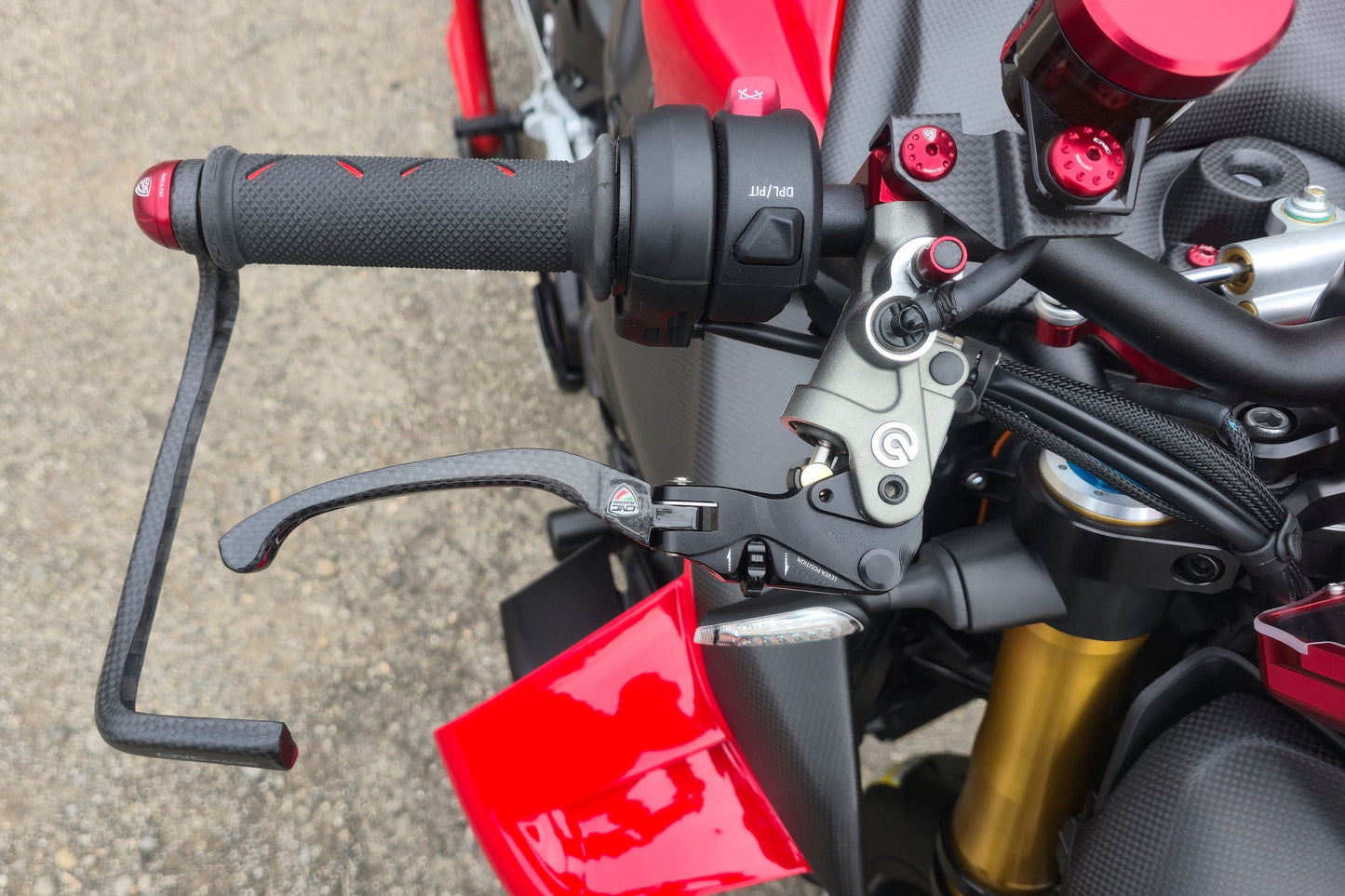 Carbon opklapbare remhendel - met horizontale verstelknop Ducati Diavel Strada (2013-2015)