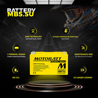 Motobatt MB7U SLA battery 12V / 7AH / 100CCA (7.4AH 20HR / 324PHCA)
