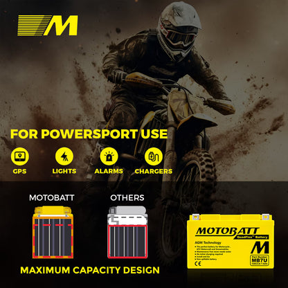 Motobatt MB7U SLA battery 12V / 7AH / 100CCA (7.4AH 20HR / 324PHCA)