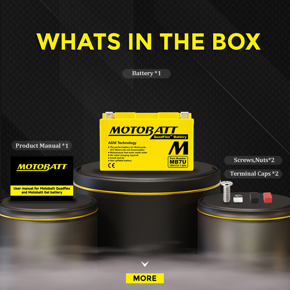 Motobatt MB7U SLA battery 12V / 7AH / 100CCA (7.4AH 20HR / 324PHCA)