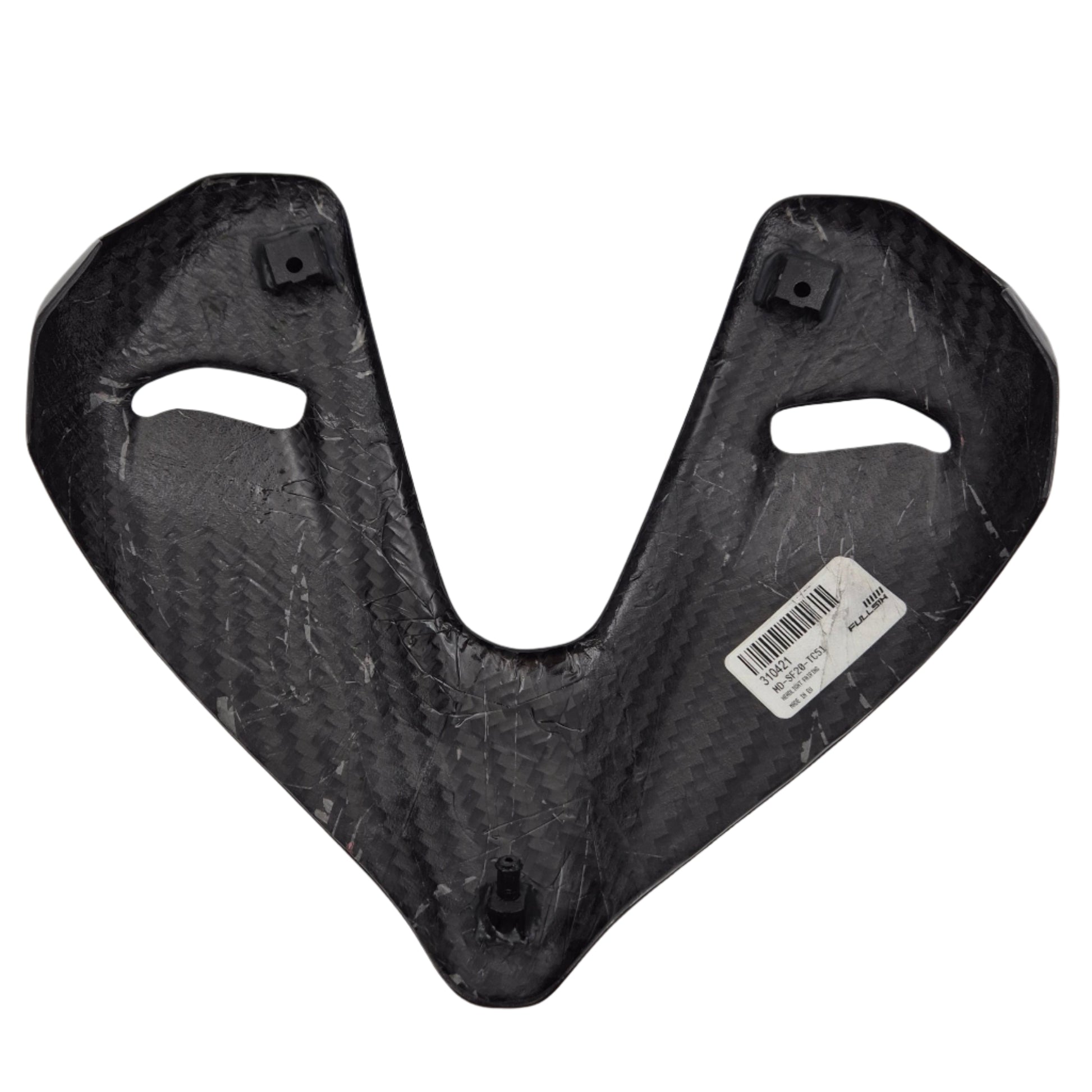 Achterzijde FullSix Carbon Headlight Fairing – Ducati Streetfighter V4, pasvorm en montagepunten in twill gloss carbon