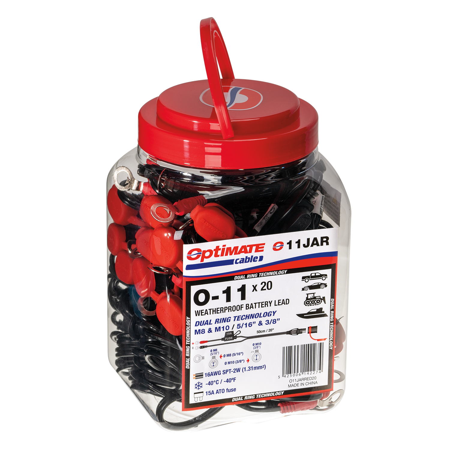 OptiMate O-11 accukabel x20 – ringen M8-M10 naar SAE – 13A max