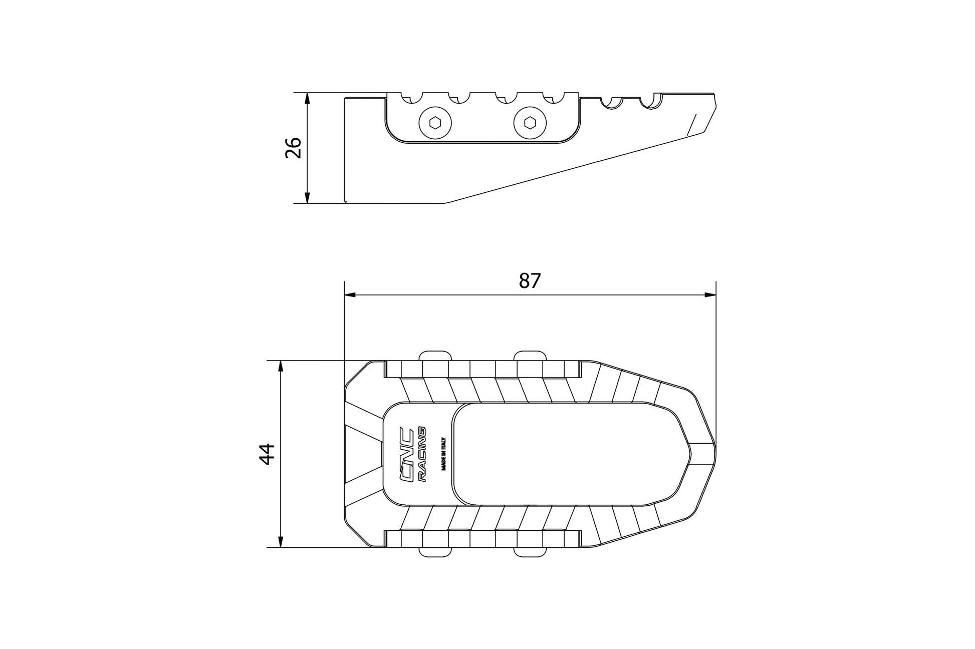 Passagier voetsteunen set 'Offroad' Ducati Scrambler Urban Enduro (2015-2016) afmetingen