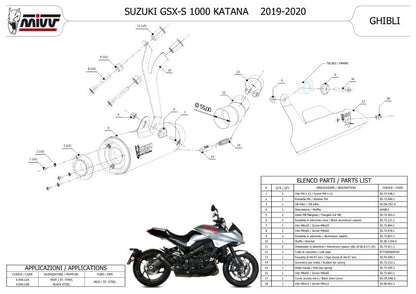 Outletdeal: MIVV Ghibli Steel Black Slip-on uitlaat Suzuki GSX-S1000 Katana (2019-2025)