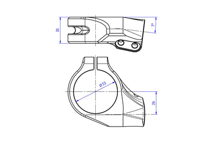 Clip-ons 53mm diameter / 26mm offset met stuurdemperbeugel Ducati Panigale V4 (2027+)