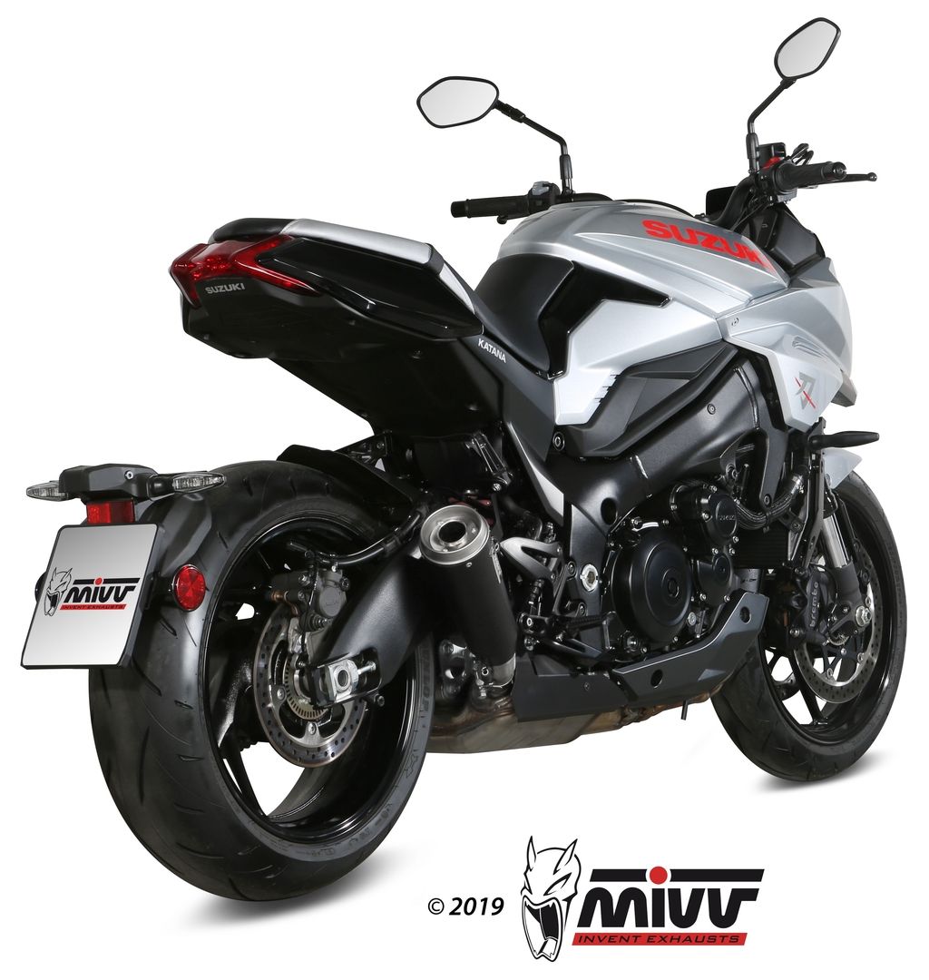 Outletdeal: MIVV Ghibli Steel Black Slip-on uitlaat Suzuki GSX-S1000 Katana (2019-2025)