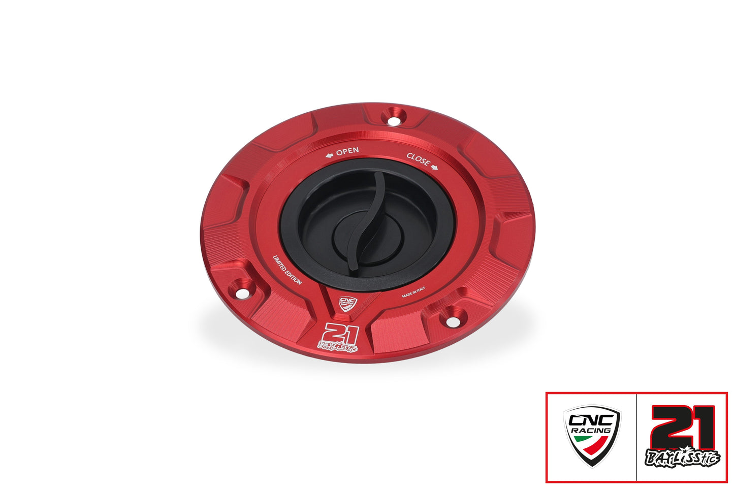 Snelsluiter tankdop Troy Bayliss Limited Edition Ducati Panigale V4 (2021+) rood-zwart vooraanzicht links