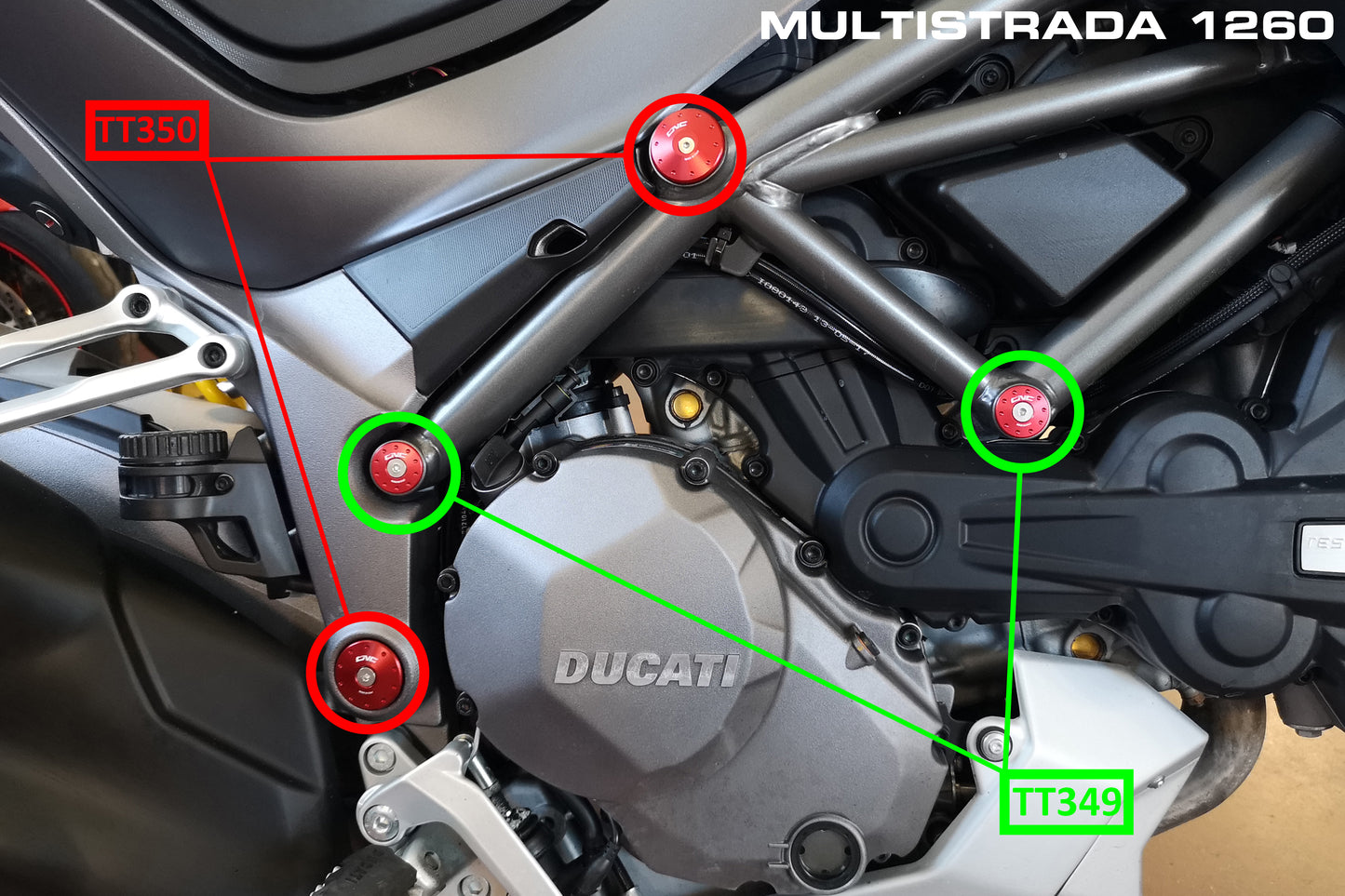 Frame Caps Kit Ducati Multistrada 1260 - För mindre hål Ducati Multistrada 1260 Pikes Peak (2018-2020)