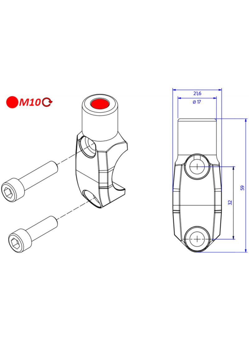 Brembo bracket with mirror adapter clockwise Aprilia Tuono V4 (2025+)