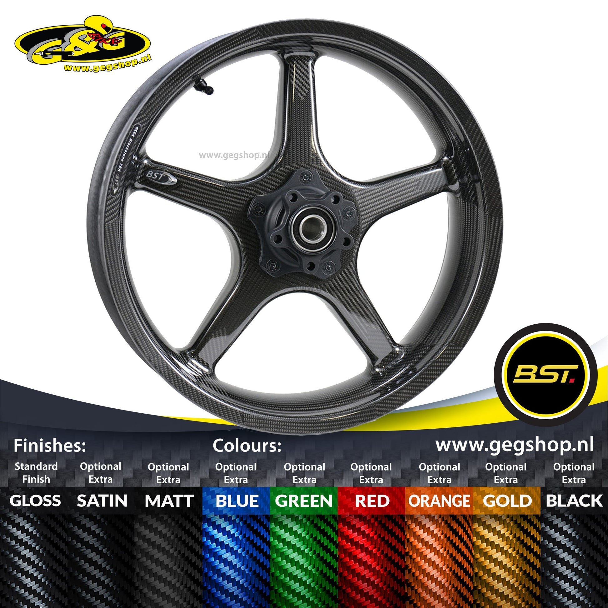 BST Twin TEK 6x17'' carbon achtervelg voor Harley Davidson FXLRS Low Rider S (2018-2024)