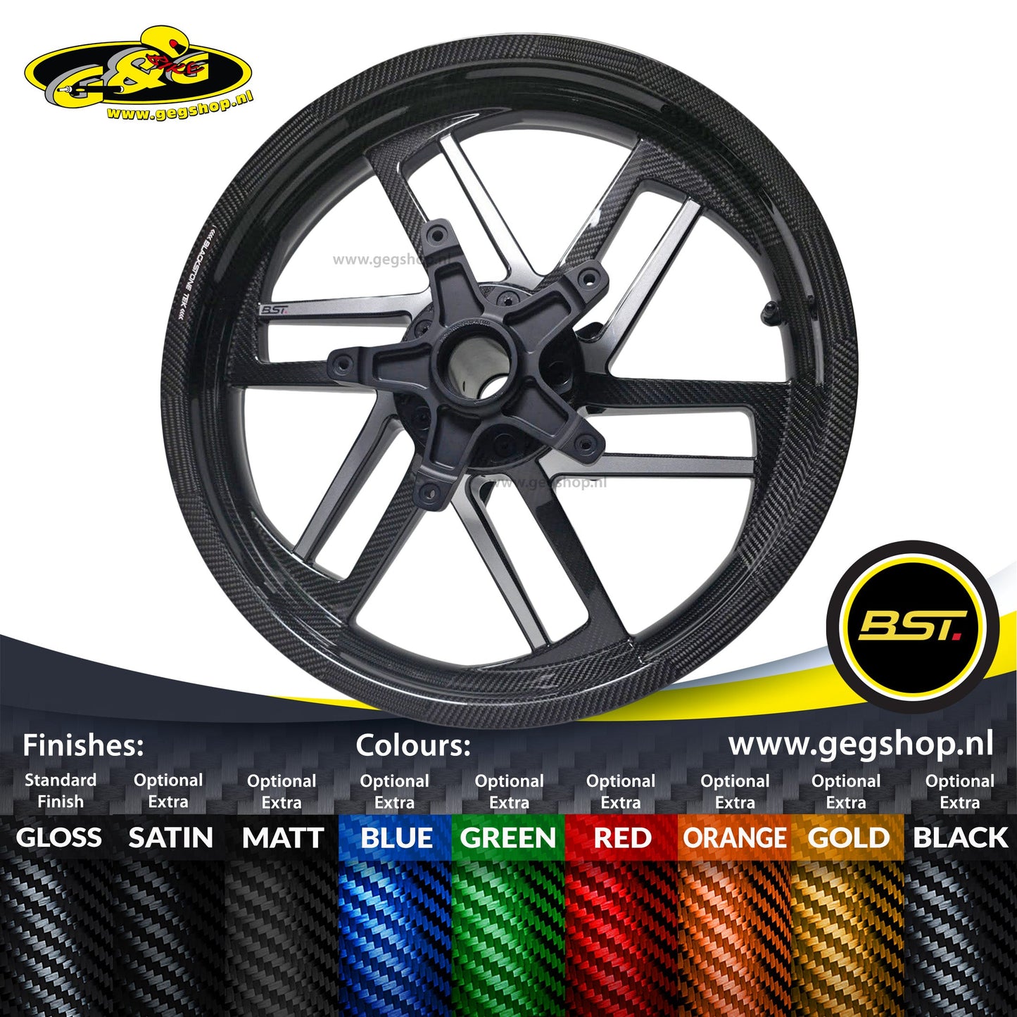 BST Reaper TEK 3.5x19" carbon voorvelg voor Harley Davidson FLHRC Road King Classic (2014-2017)