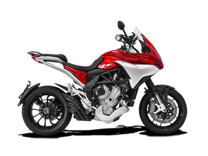 HP Corse Hydrotre Black Carbon uitlaat gemonteerd op MV Agusta Turismo Veloce zijaanzicht