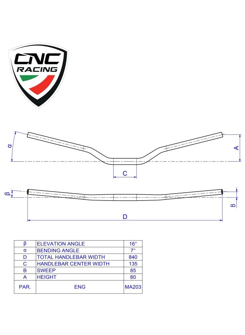 Handlebar 22mm CNC Racing Suzuki SV-7GX (2026+)